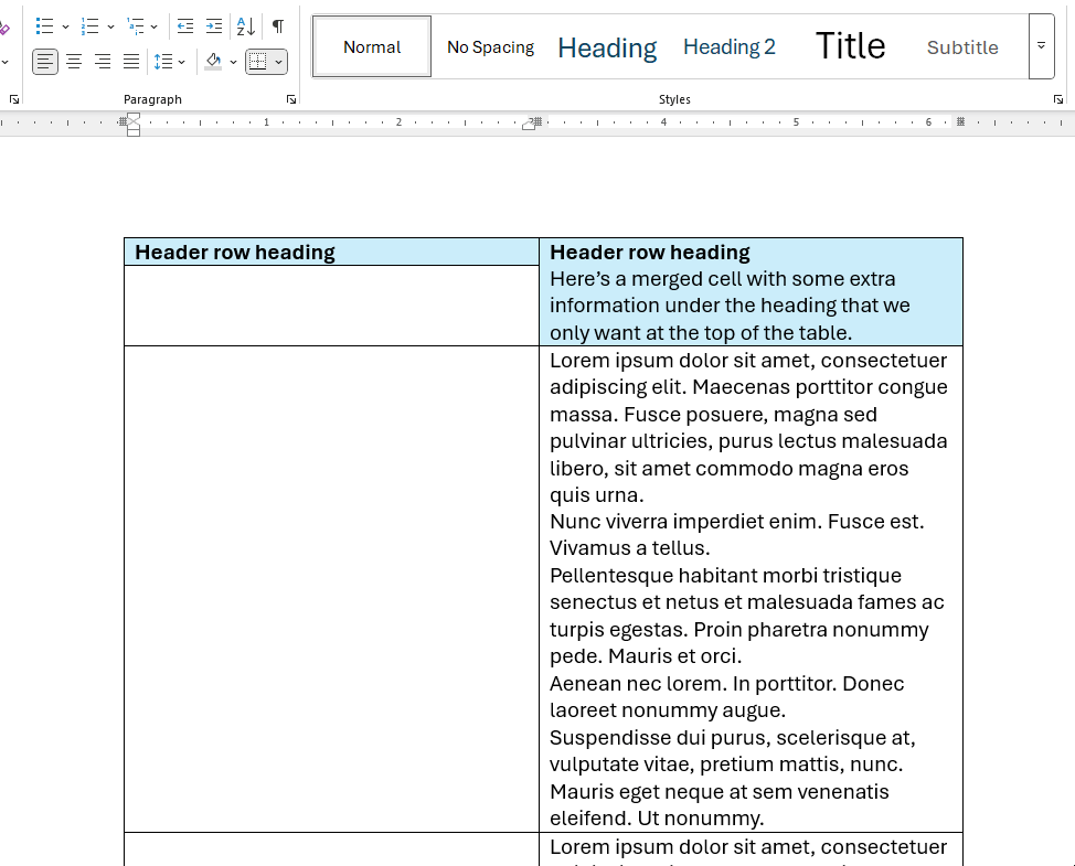 Fixing merged table rows